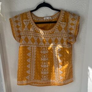 THML Mustard Blouse with White Embroidery